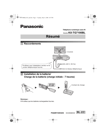 KXTG7102BL | Mode d'emploi | Panasonic KXTG7100BL Operating instrustions | Fixfr