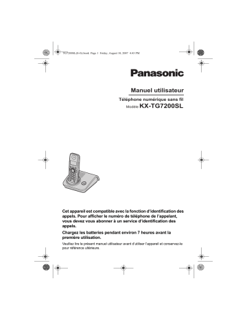 Mode d'emploi | Panasonic KXTG7200SL Operating instrustions | Fixfr