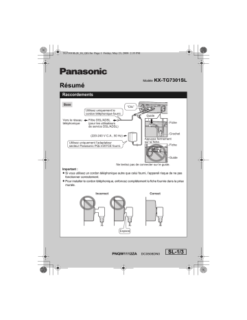 Mode d'emploi | Panasonic KXTG7301SL Operating instrustions | Fixfr