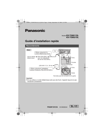 KXTG8021SL | Mode d'emploi | Panasonic KXTG8011SL Operating instrustions | Fixfr