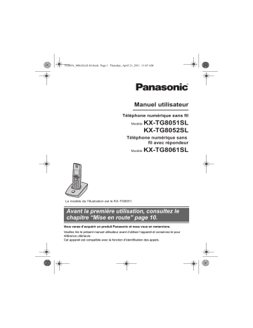 KXTG8051SL | KXTG8061SL | Mode d'emploi | Panasonic KXTG8052SL Operating instrustions | Fixfr