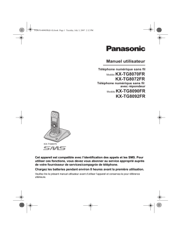 KXTG8072FR | KXTG8092FR | KXTG8070FR | Mode d'emploi | Panasonic KXTG8090FR Operating instrustions | Fixfr