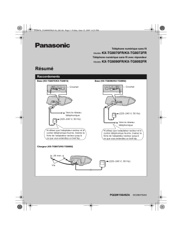 KXTG8072FR | KXTG8092FR | KXTG8070FR | Mode d'emploi | Panasonic KXTG8090FR Operating instrustions | Fixfr