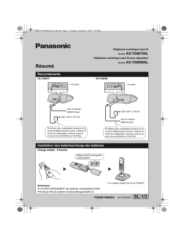 KXTG8090SL | Mode d'emploi | Panasonic KXTG8070SL Operating instrustions | Fixfr