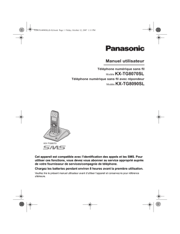 KXTG8090SL | Mode d'emploi | Panasonic KXTG8070SL Operating instrustions | Fixfr