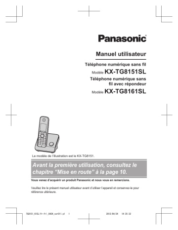 KXTG8161SL | Mode d'emploi | Panasonic KXTG8151SL Operating instrustions | Fixfr