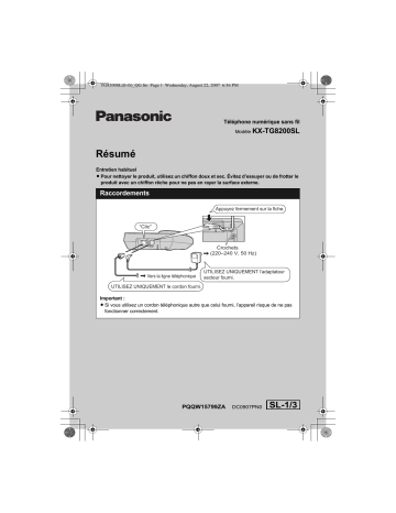 Mode d'emploi | Panasonic KXTG8200SL Operating instrustions | Fixfr