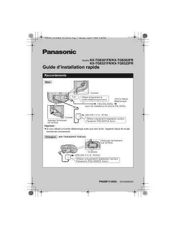 KXTG8301FR | KXTG8321FR | Mode d'emploi | Panasonic KXTG8302FR Operating instrustions | Fixfr