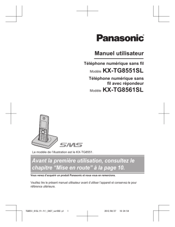 KXTG8551SL | Mode d'emploi | Panasonic KXTG8561SL Operating instrustions | Fixfr