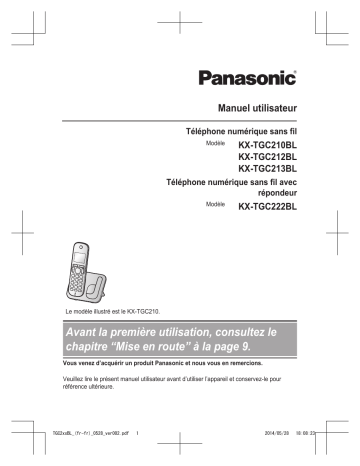 KXTGC213BL | KXTGC222BL | KXTGC212BL | Mode d'emploi | Panasonic KXTGC210BL Operating instrustions | Fixfr