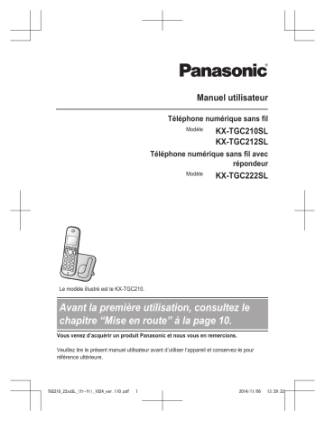 KXTGC222SL | KXTGC212SL | Mode d'emploi | Panasonic KXTGC210SL Operating instrustions | Fixfr