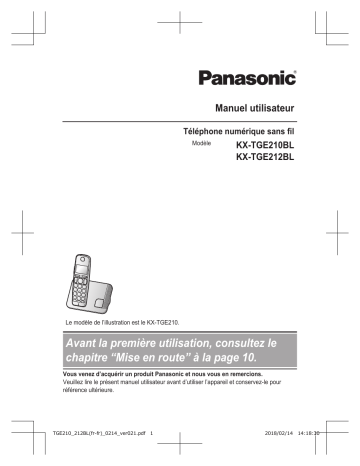 Mode d'emploi | Panasonic KXTGE210BL Operating instrustions | Fixfr