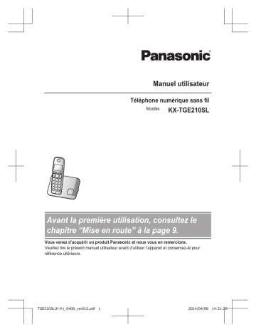 Mode d'emploi | Panasonic KXTGE210SL Operating instrustions | Fixfr