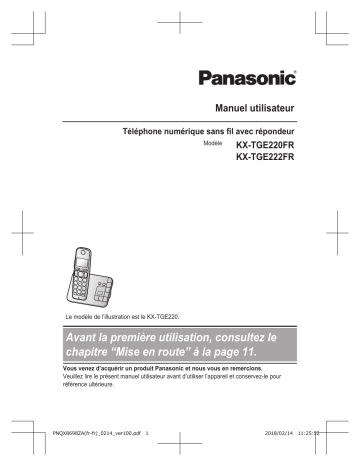 Mode d'emploi | Panasonic KXTGE220FR Operating instrustions | Fixfr