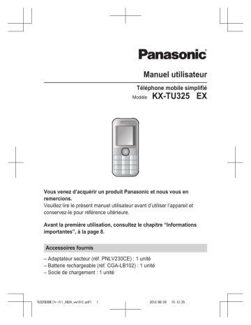 Mode d'emploi | Panasonic KXTU325EXBE Operating instrustions | Fixfr