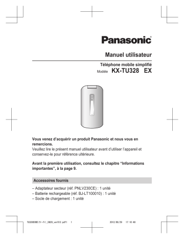 Mode d'emploi | Panasonic KXTU328EXBE Operating instrustions | Fixfr