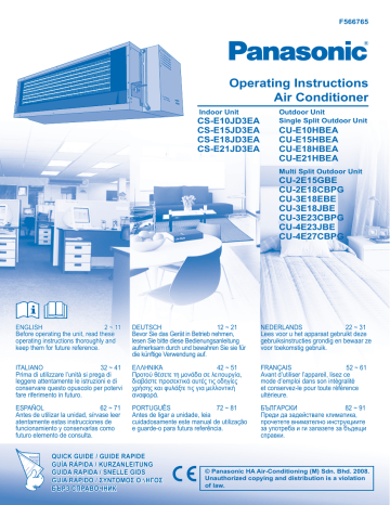 KITE18JD3EA | CSE15JD3EA | KITE10JD3EA | CSE10JD3EA | CSE18JD3EA | KITE15JD3EA | Mode d'emploi | Panasonic CSE21JD3EA Operating instrustions | Fixfr