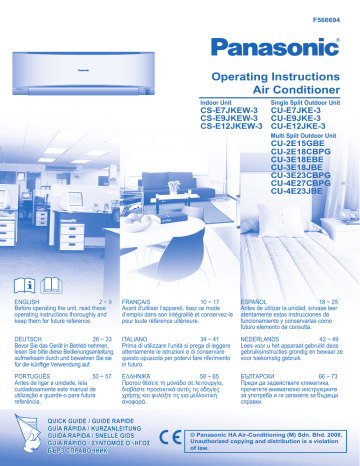 CSE7JKEW3 | CSE12JKEW3 | KITE9JKE33 | KITE12JKE33 | KITE7JKE33 | Mode d'emploi | Panasonic CSE9JKEW3 Operating instrustions | Fixfr