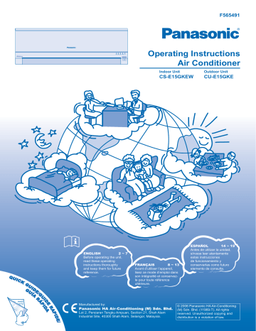 CUE15GKE | Mode d'emploi | Panasonic CSE15GKEW Operating instrustions | Fixfr