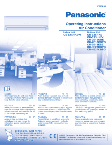 CSE15HKEW | CUE15HKE1 | Mode d'emploi | Panasonic CUE15HKE Operating instrustions | Fixfr