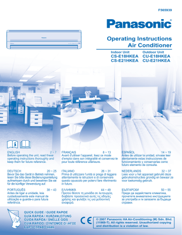 CUE21HKEA | CSE18HKEA | CUE18HKEA | KITE18HKEA | KITE21JD3EA | CSE21HKEA | Mode d'emploi | Panasonic KITE21HKEA Operating instrustions | Fixfr