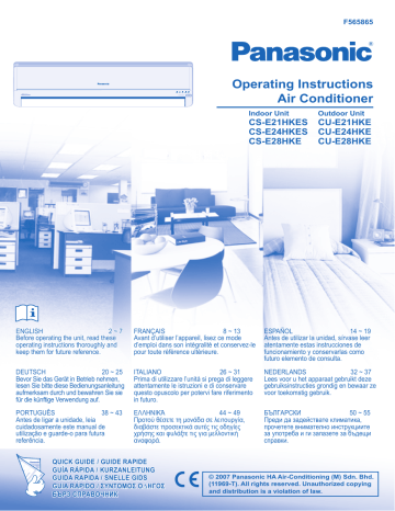 CUE21HKE | CUE24HKE | CSE24HKES | CUE28HKE | CSE28HKE | Mode d'emploi | Panasonic CSE21HKES Operating instrustions | Fixfr