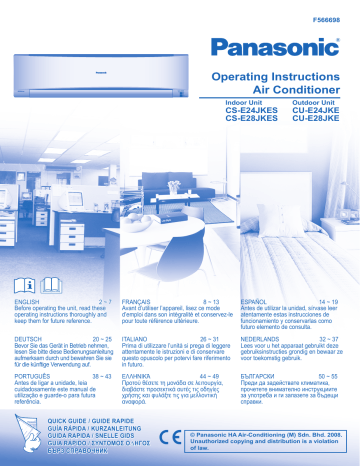 CUE28JKE | CSE28JKES | CSE24JKES | KITE28JKE | CUE24JKE | Mode d'emploi | Panasonic KITE24JKE Operating instrustions | Fixfr