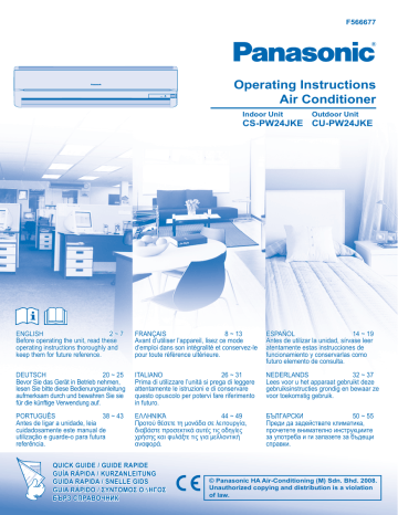 CSPW24JKE | CUPW24JKE | Mode d'emploi | Panasonic KITPW24JKE Operating instrustions | Fixfr