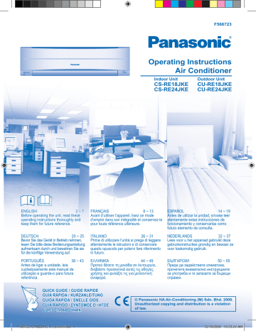 CSRE18JKE | CSRE24JKE | CURE18JKE | KITRE18JKE | KITRE24JKE | Mode d'emploi | Panasonic CURE24JKE Operating instrustions | Fixfr