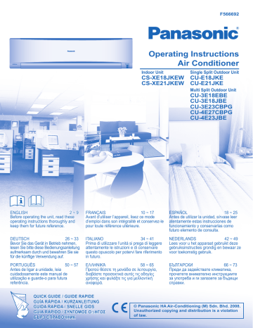 CUE21JKE | KITXE21JKE | KITXE18JKE | CUE18JKE | CSXE18JKEW | Mode d'emploi | Panasonic CSXE21JKEW Operating instrustions | Fixfr