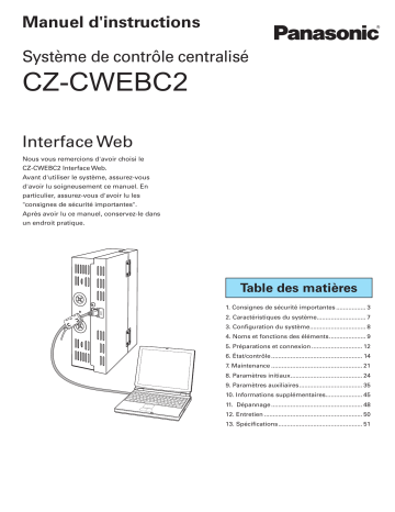 Mode d'emploi | Panasonic CZCWEBC2 Operating instrustions | Fixfr