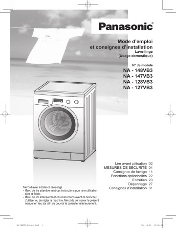 NA148VB3 | NA147VB3 | NA127VB3 | Mode d'emploi | Panasonic NA128VB3 Operating instrustions | Fixfr