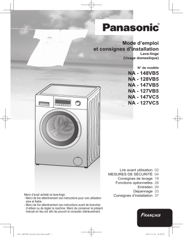 NA147VC5WGN | NA127VB5WGN | NA147VB5WGN | NA127VC5WGN | Mode d'emploi | Panasonic NA148VB5WGN Operating instrustions | Fixfr