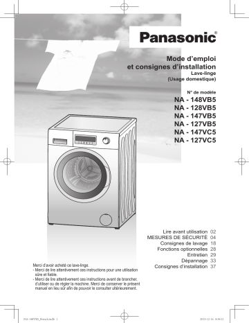 Mode d'emploi | Panasonic NA127VC5WFR Operating instrustions | Fixfr