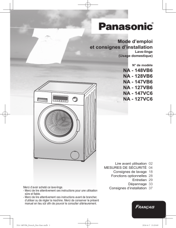 NA127VC6WGN | NA147VC6WGN | NA128VB6WGN | NA147VB6WGN | NA127VB6WGN | Mode d'emploi | Panasonic NA148VB6WGN Operating instrustions | Fixfr