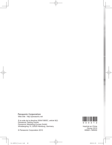 NA128VA2 | NA168VX2 | NA168VG2 | NA148VA2 | Mode d'emploi | Panasonic NA147VB2 Operating instrustions | Fixfr