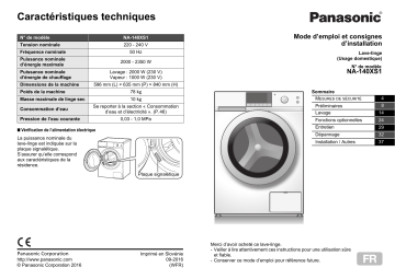 Mode d'emploi | Panasonic NA140XS1 Operating instrustions | Fixfr