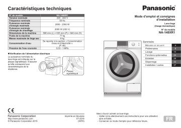 Mode d'emploi | Panasonic NA148XR1 Operating instrustions | Fixfr
