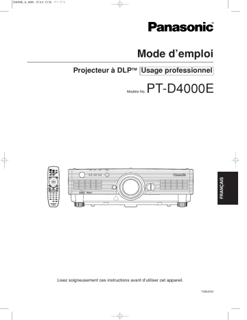 Mode d'emploi | Panasonic PTD4000E Operating instrustions | Fixfr