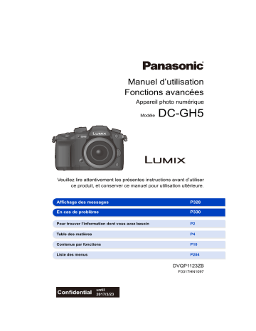 Mode d'emploi | Panasonic DCGH5EG Operating instrustions | Fixfr