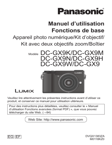 Mode d'emploi | Panasonic DCGX9EG Operating instrustions | Fixfr