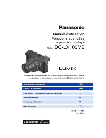 Mode d'emploi | Panasonic DCLX100M2EG Operating instrustions | Fixfr