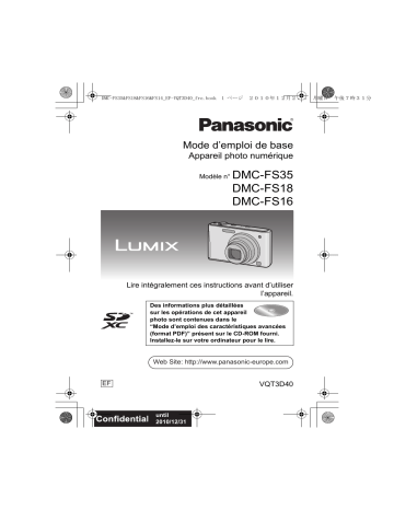 Mode d'emploi | Panasonic DMCFS18EF Operating instrustions | Fixfr