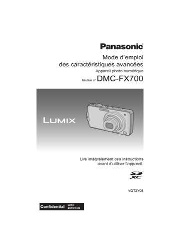Mode d'emploi | Panasonic DMCFX700EB Operating instrustions | Fixfr