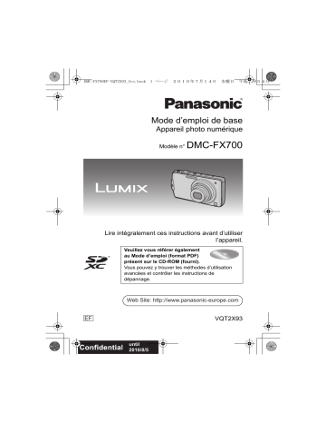 Mode d'emploi | Panasonic DMCFX700EF Operating instrustions | Fixfr