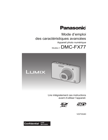 Mode d'emploi | Panasonic DMCFX77EG Operating instrustions | Fixfr