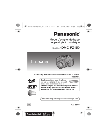 Mode d'emploi | Panasonic DMCFZ150EF Operating instrustions | Fixfr