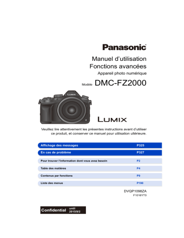 Mode d'emploi | Panasonic DMCFZ2000EF Operating instrustions | Fixfr