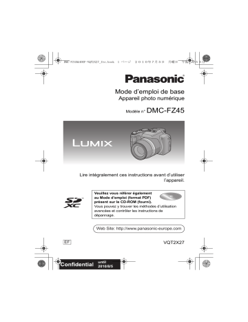 Mode d'emploi | Panasonic DMCFZ45EF Operating instrustions | Fixfr