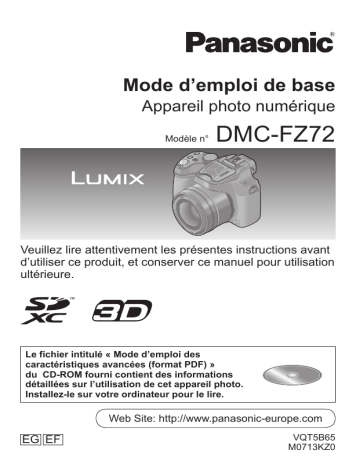 Mode d'emploi | Panasonic DMCFZ72EF Operating instrustions | Fixfr